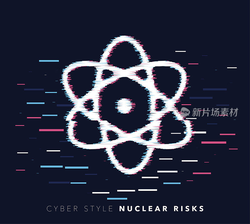 Nuclear Risks Glitch Effect Vector Icon Illustration